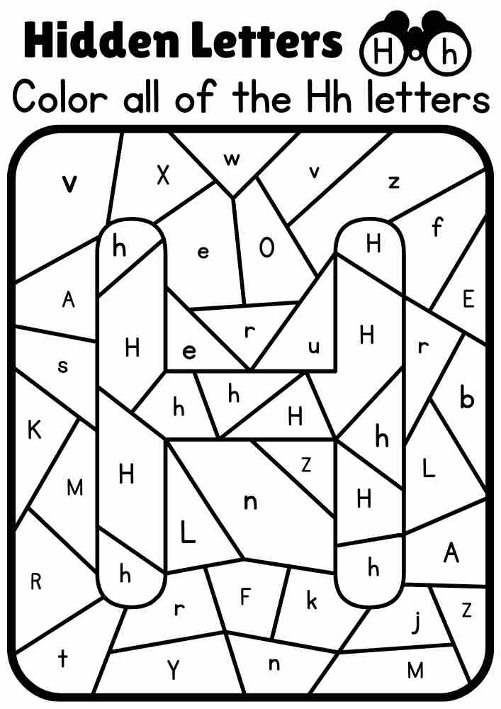 H Capital Letter Color all of the Hh letters and find the hidden letter Interactive Coloring Activity. Online Coloring Activity
